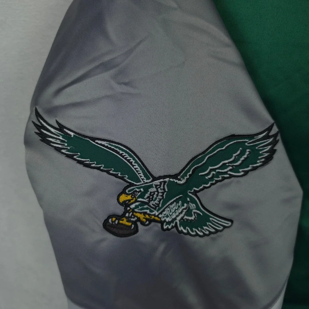Philadelphia Eagles Mitchell & Ness NFL 2XL XXL Satin Jacket Green Gray NWT